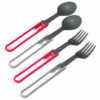MSR Folding Spoon & Fork Kit - 4pc - Red / Gray 1 MSR Folding Spoon & Fork Kit - 4pc - Red / Gray -Brokedown Palace Shop MSR ForkAndSpoonSet 01