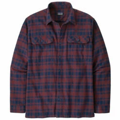 Patagonia Men's L/S Organic Cotton Fjord Flannel Shirt - Connected Lines: Sequoia Red