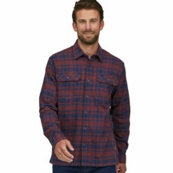 Patagonia Men's L/S Organic Cotton Fjord Flannel Shirt - Connected Lines: Sequoia Red -Brokedown Palace Shop Patagonia AW22 MsFjordFlannel CLSequoiaRed 03