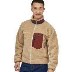 Patagonia Men's Classic Retro-X Jacket - Dark Natural W/Sequoia Red -Brokedown Palace Shop Patagonia AW22 RetroXJacket DNSequoiaRed 03