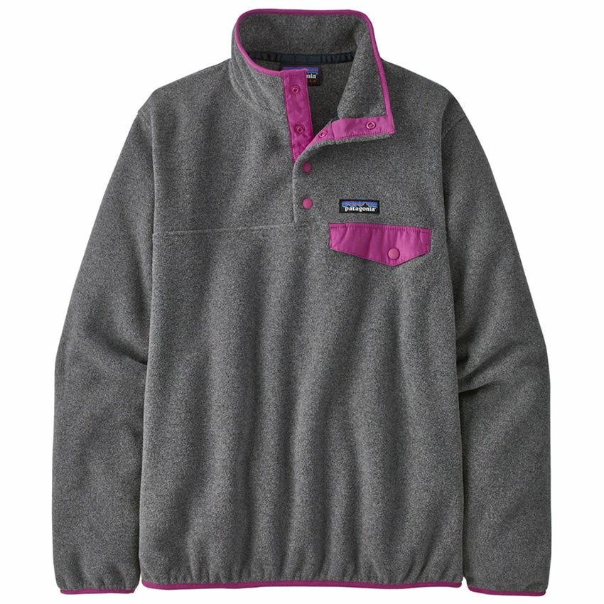 Patagonia Women's LW Synchilla Snap-T Fleece Pullover - Nickel W/Amaranth Pink 3 Patagonia Women's LW Synchilla Snap-T Fleece Pullover - Nickel W/Amaranth Pink