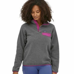 Patagonia Women's LW Synchilla Snap-T Fleece Pullover - Nickel W/Amaranth Pink 8 Patagonia Women's LW Synchilla Snap-T Fleece Pullover - Nickel W/Amaranth Pink -Brokedown Palace Shop Patagonia AW22 WSynchillaPullover NLAM 03