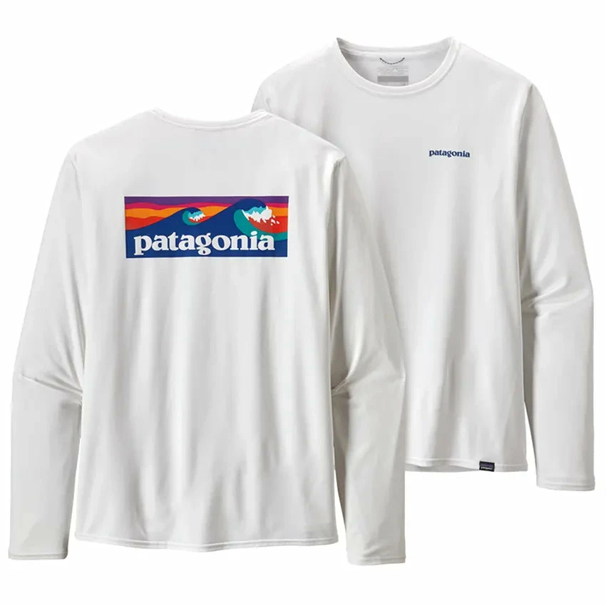 Patagonia Men's L/S Capilene Cool Daily Graphic Shirt - Waters - Boardshort Logo: White 3 Patagonia Men's L/S Capilene Cool Daily Graphic Shirt - Waters - Boardshort Logo: White