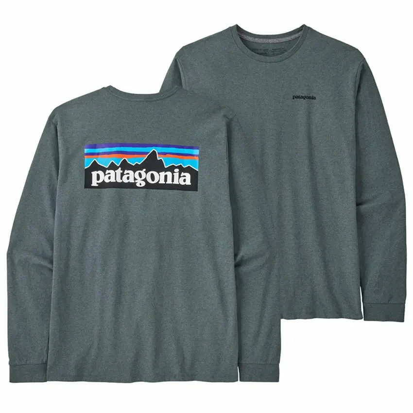 Patagonia Men's Long Sleeved P-6 Logo Responsibili-Tee - Nouveau Green 3 Patagonia Men's Long Sleeved P-6 Logo Responsibili-Tee - Nouveau Green