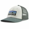 Patagonia P-6 Logo LoPro Trucker Hat - White W/Nouveau Green -Brokedown Palace Shop Patagonia AW23 P6LoProTrucker WNVO 01