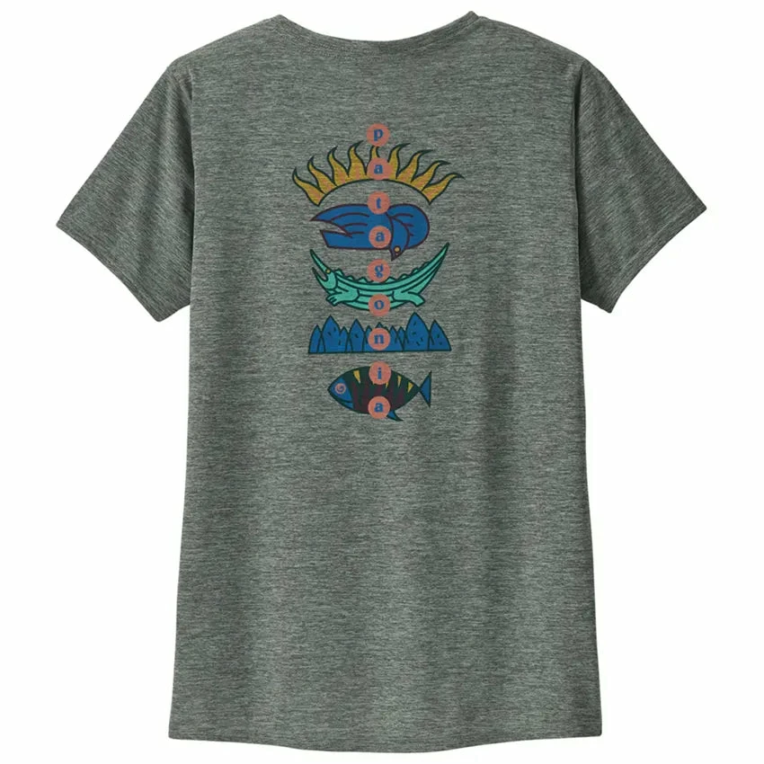 Patagonia Women's Capilene Cool Daily Graphic Shirt - Fitz Roy Wild: Sleet Green X-Dye 6 Patagonia Women's Capilene Cool Daily Graphic Shirt - Fitz Roy Wild: Sleet Green X-Dye - Image 4