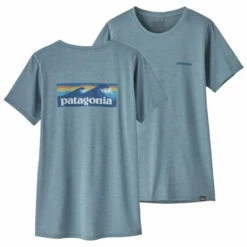 Patagonia Women's Capilene Cool Daily Graphic Shirt - Waters - Boardshort Logo: Light Plume Grey X-Dye