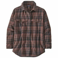 Patagonia Women's HW Fjord Flannel Overshirt - Ice Caps: Dusky Brown