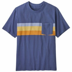 Patagonia Men's Cotton In Conversion MW Pocket Tee - The Point Stripe: Current Blue