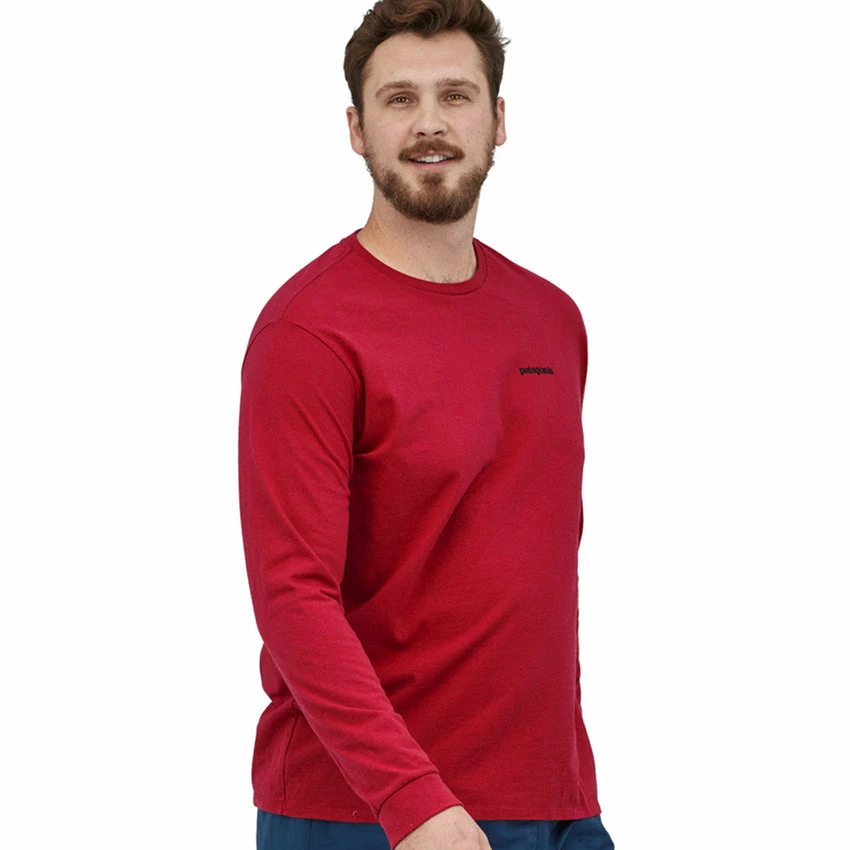 Patagonia Men's Long Sleeved P-6 Logo Responsibili-Tee - Sumac Red 6 Patagonia Men's Long Sleeved P-6 Logo Responsibili-Tee - Sumac Red - Image 4