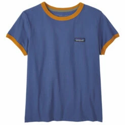 Patagonia Women's P-6 Label Organic Ringer Tee - Current Blue