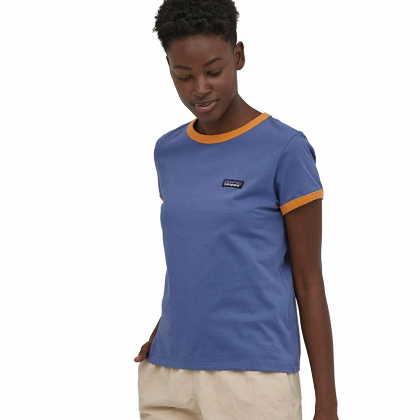 Patagonia Women's P-6 Label Organic Ringer Tee - Current Blue 4 Patagonia Women's P-6 Label Organic Ringer Tee - Current Blue - Image 2