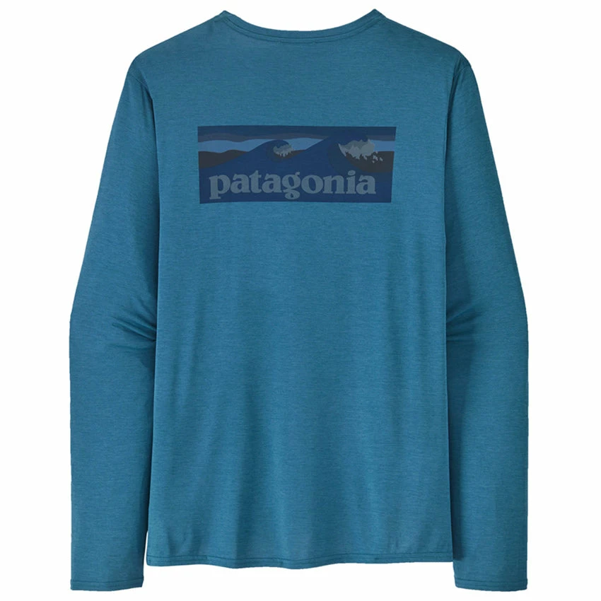Patagonia Men's L/S Capilene Cool Daily Graphic Shirt - Waters - Boardshort Logo: Wavy Blue X-Dye 5 Patagonia Men's L/S Capilene Cool Daily Graphic Shirt - Waters - Boardshort Logo: Wavy Blue X-Dye - Image 3