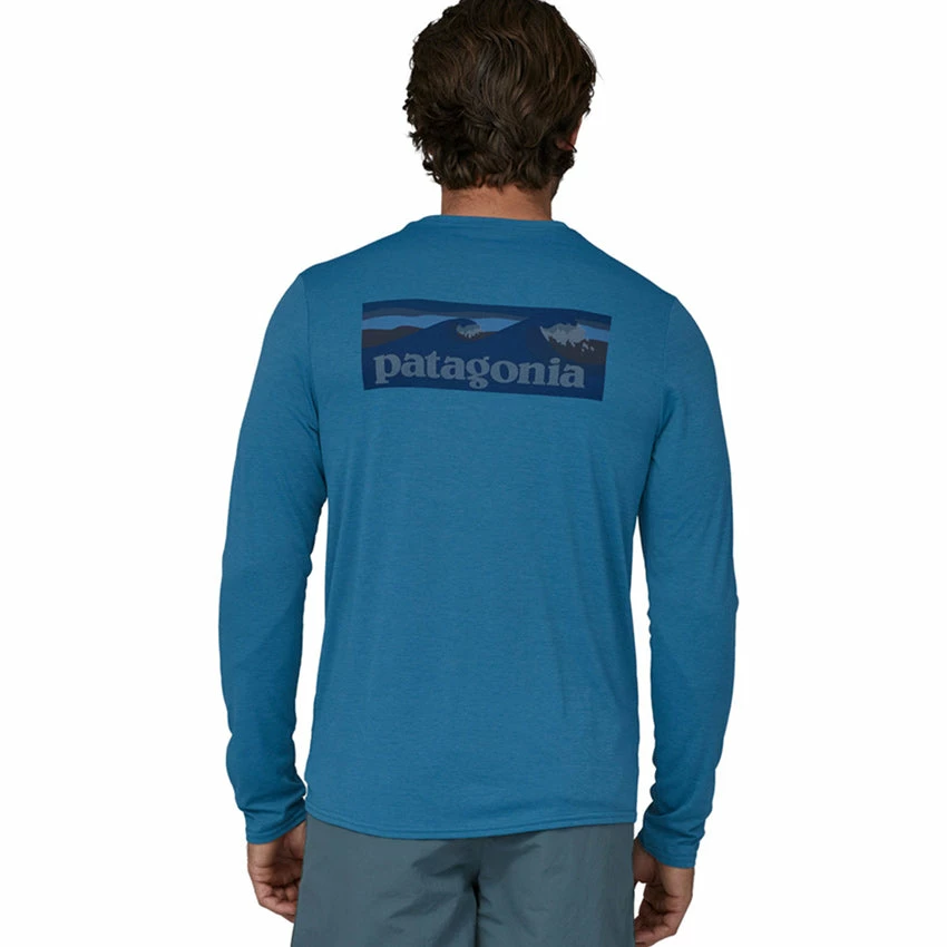 Patagonia Men's L/S Capilene Cool Daily Graphic Shirt - Waters - Boardshort Logo: Wavy Blue X-Dye 7 Patagonia Men's L/S Capilene Cool Daily Graphic Shirt - Waters - Boardshort Logo: Wavy Blue X-Dye - Image 5