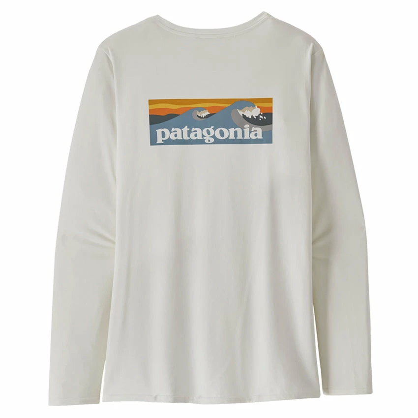 Patagonia Women's LS Capilene Cool Daily Graphic Shirt - Waters - Boardshort Logo Light Plume Grey: White 5 Patagonia Women's LS Capilene Cool Daily Graphic Shirt - Waters - Boardshort Logo Light Plume Grey: White - Image 3