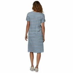 Patagonia Women's Regenerative Organic Certified Cotton T-Shirt Dress - Sunset Stripe: Light Plume Grey -Brokedown Palace Shop Patagonia SS23 WsROCTshirtDress STLI 05