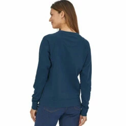 Patagonia Women's Alpine Icon Regenerative Organic Pilot Cotton Crew Sweatshirt - Tidepool Blue -Brokedown Palace Shop Patagonia WomensAlpineIconSweatshirt TidepoolBlue 04