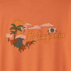 Patagonia Women's Capilene Cool Daily Graphic Shirt - Palm Protest: Tigerlily Orange X-Dye -Brokedown Palace Shop Patagonia WsCapCoolShirt Orange 02