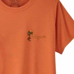 Patagonia Women's Capilene Cool Daily Graphic Shirt - Palm Protest: Tigerlily Orange X-Dye -Brokedown Palace Shop Patagonia WsCapCoolShirt Orange 03