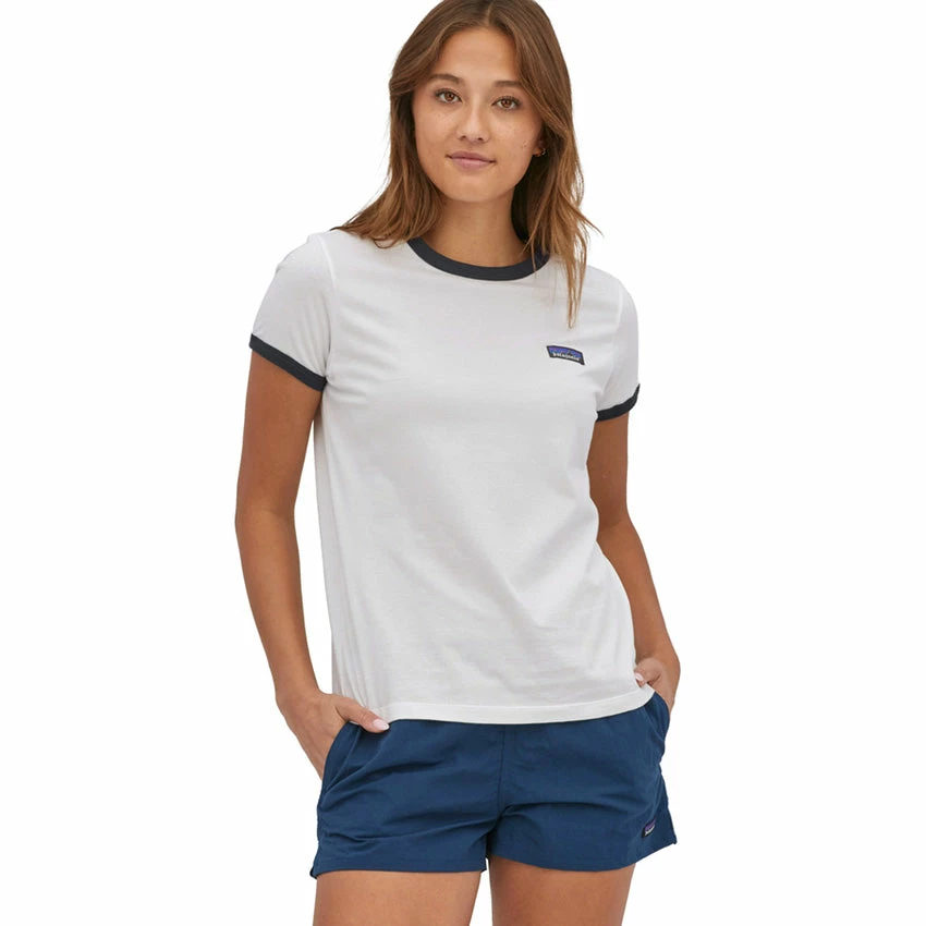 Patagonia Women's P-6 Label Organic Ringer Tee - White 4 Patagonia Women's P-6 Label Organic Ringer Tee - White - Image 2