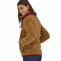 Patagonia Women's Classic Retro-X Jacket - Nest Brown W/Wax Red -Brokedown Palace Shop Patagonia WsRetroXFleece NestBrownWaxRed 05