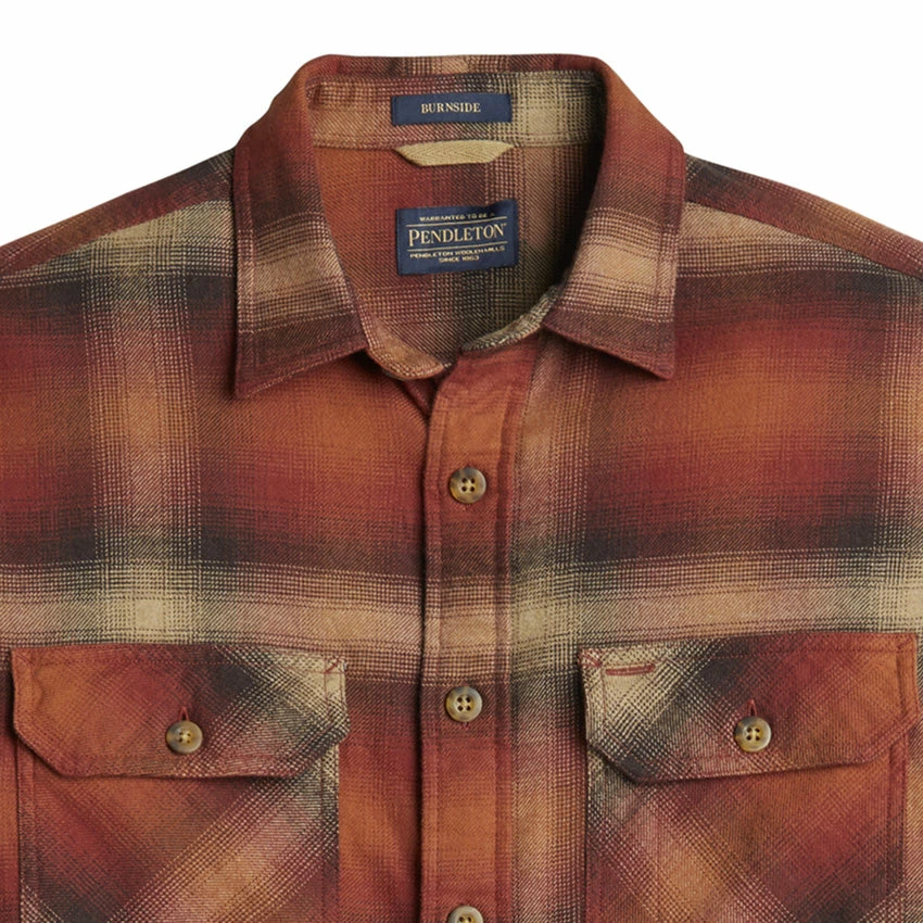 Pendleton Burnside Flannel Shirt - Red/Brown/Tan Plaid 4 Pendleton Burnside Flannel Shirt - Red/Brown/Tan Plaid - Image 2