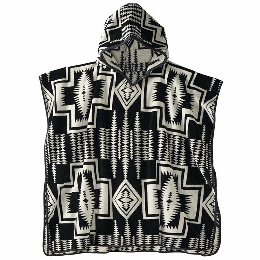 Pendleton Jacquard Hooded Towel Poncho - Harding Black 3 Pendleton Jacquard Hooded Towel Poncho - Harding Black