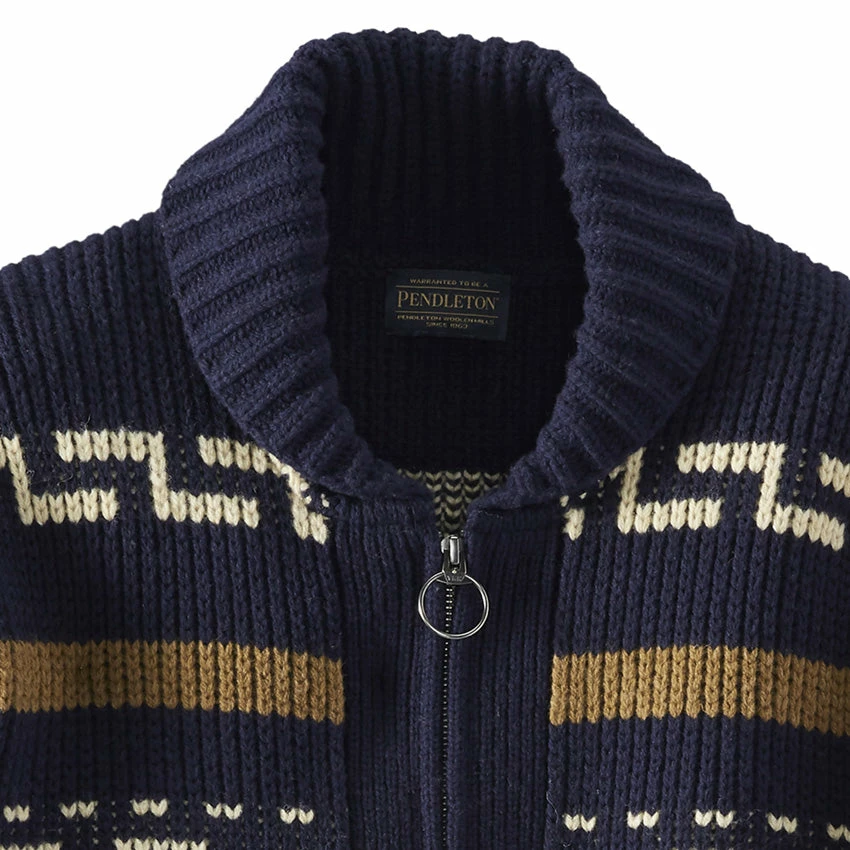 Pendleton Original Westerley Cardigan - Navy/Brown 4 Pendleton Original Westerley Cardigan - Navy/Brown - Image 2