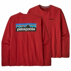 Patagonia Men's Long Sleeved P-6 Logo Responsibili-Tee - Sumac Red