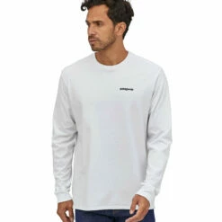 Patagonia Men's Long Sleeved P-6 Logo Responsibili-Tee - White -Brokedown Palace Shop SS23 Patagonia LSP6ResponsibiliTee WHI 01