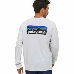 Patagonia Men's Long Sleeved P-6 Logo Responsibili-Tee - White -Brokedown Palace Shop SS23 Patagonia LSP6ResponsibiliTee WHI 02