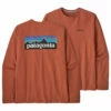 Patagonia Men's Long Sleeved P-6 Logo Responsibili-Tee - Quartz Coral -Brokedown Palace Shop SS23 Patagonia LSP6Tee QZCO 01