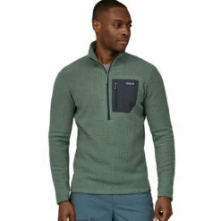 Patagonia Men's R1 Air Zip Neck - Hemlock Green -Brokedown Palace Shop SS23 Patagonia R1ZipNeck HMKG 04