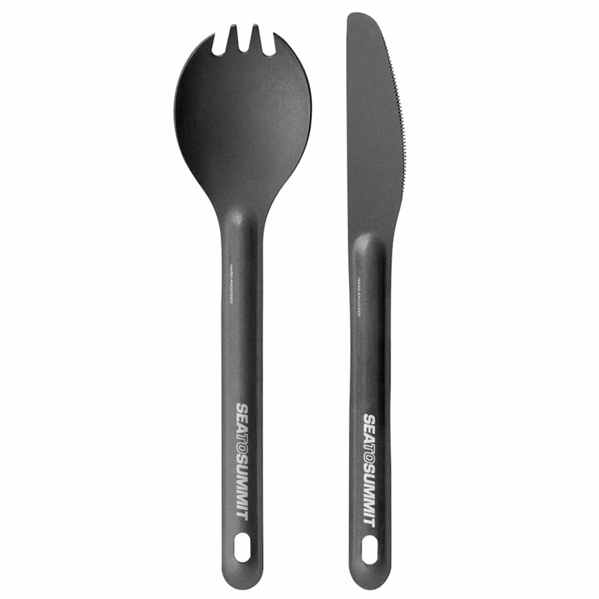 Sea To Summit AlphaLight Cutlery Set - 2pc (Knife & Spork) - Grey Anodised 3 Sea To Summit AlphaLight Cutlery Set - 2pc (Knife & Spork) - Grey Anodised