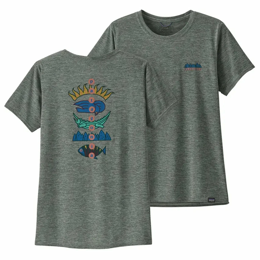 Patagonia Women's Capilene Cool Daily Graphic Shirt - Fitz Roy Wild: Sleet Green X-Dye 3 Patagonia Women's Capilene Cool Daily Graphic Shirt - Fitz Roy Wild: Sleet Green X-Dye